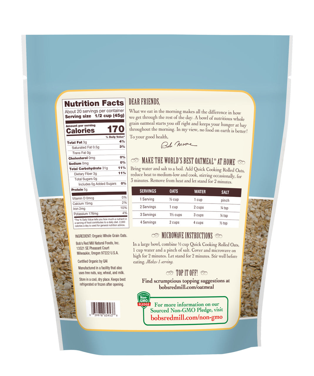 OG2 BOBS QKCOOK RLD OATS ( 4 X 32 OZ )-1